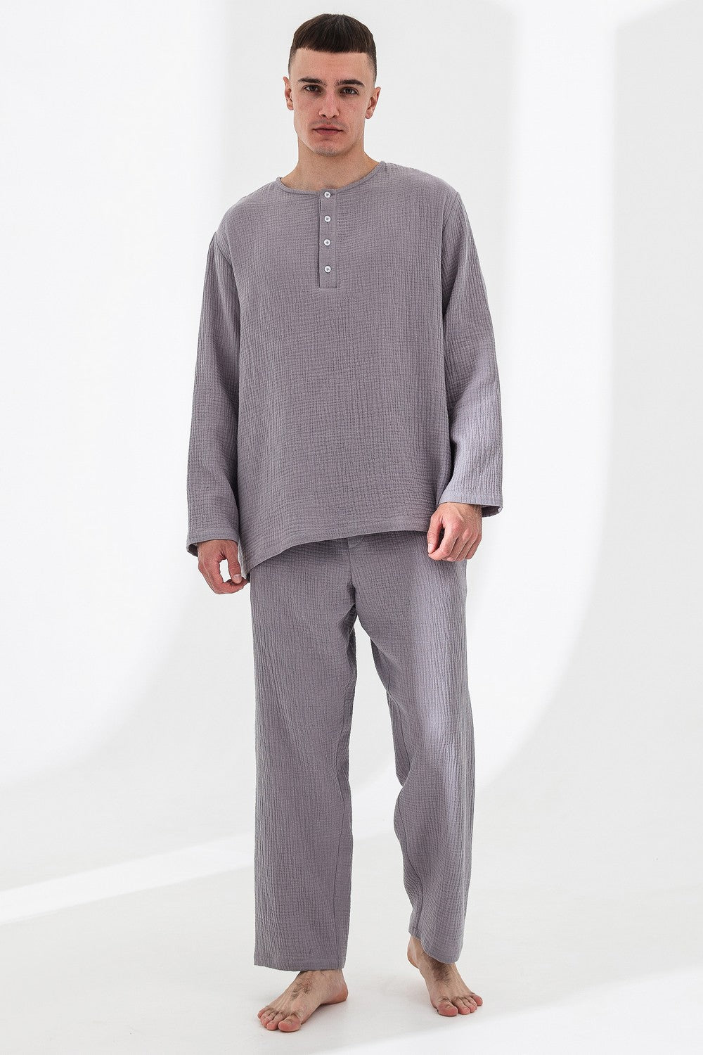 Мужские муслиновые брюки 23066 gray