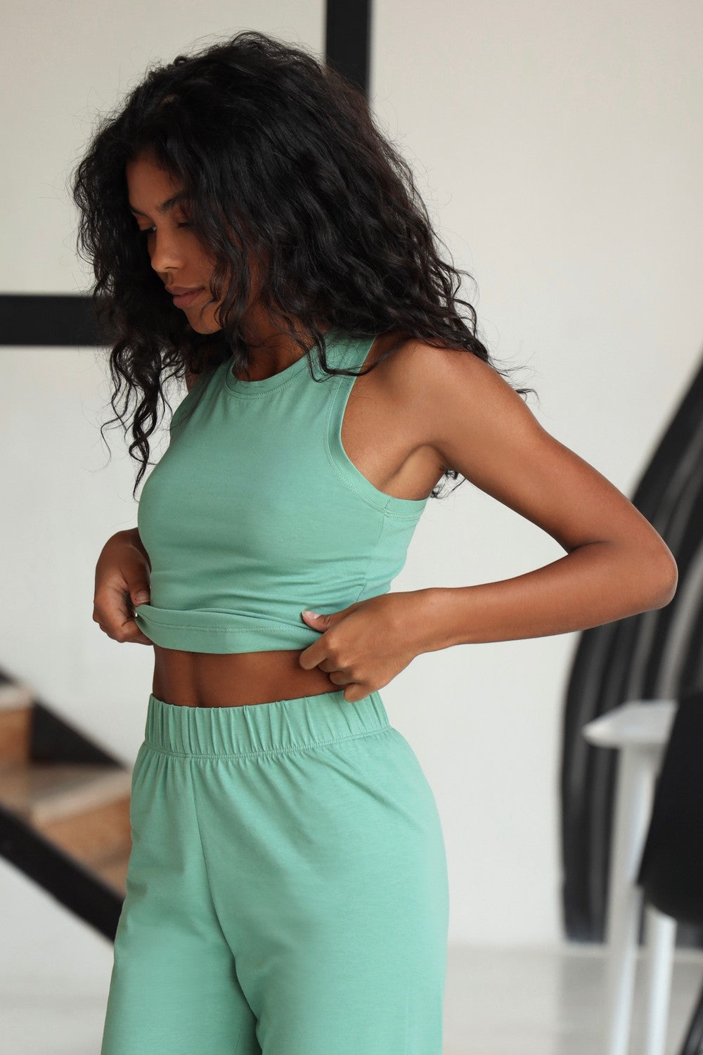 Майка-топ з бавовни 23097 green