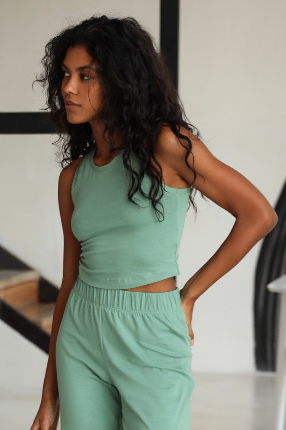 Майка-топ з бавовни 23097 green