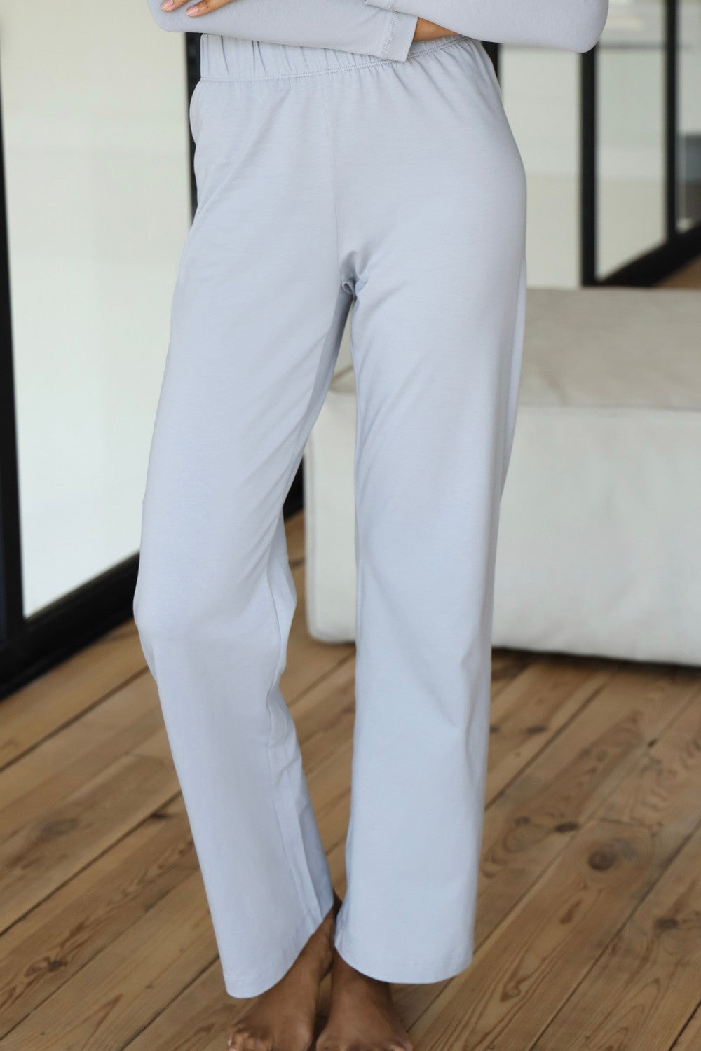 Хлопковые брюки прямого кроя 23110 gray