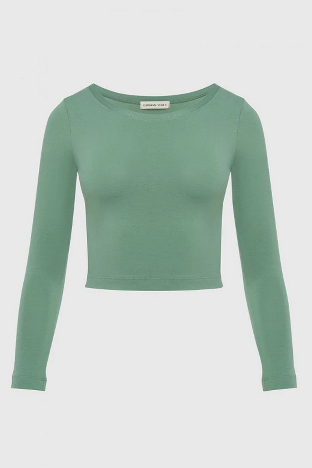 Хлопковый укороченный лонгслив 23114 green