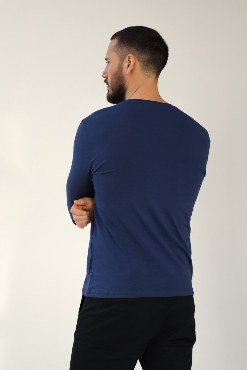 Мужской лонгслив из хлопка 23116 blue