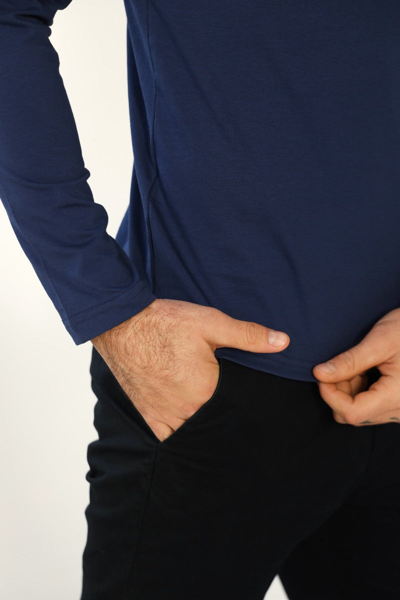 Мужской лонгслив из хлопка 23116 blue