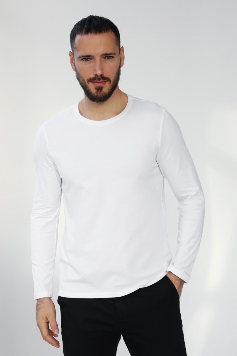 Мужской лонгслив из хлопка 23117 white