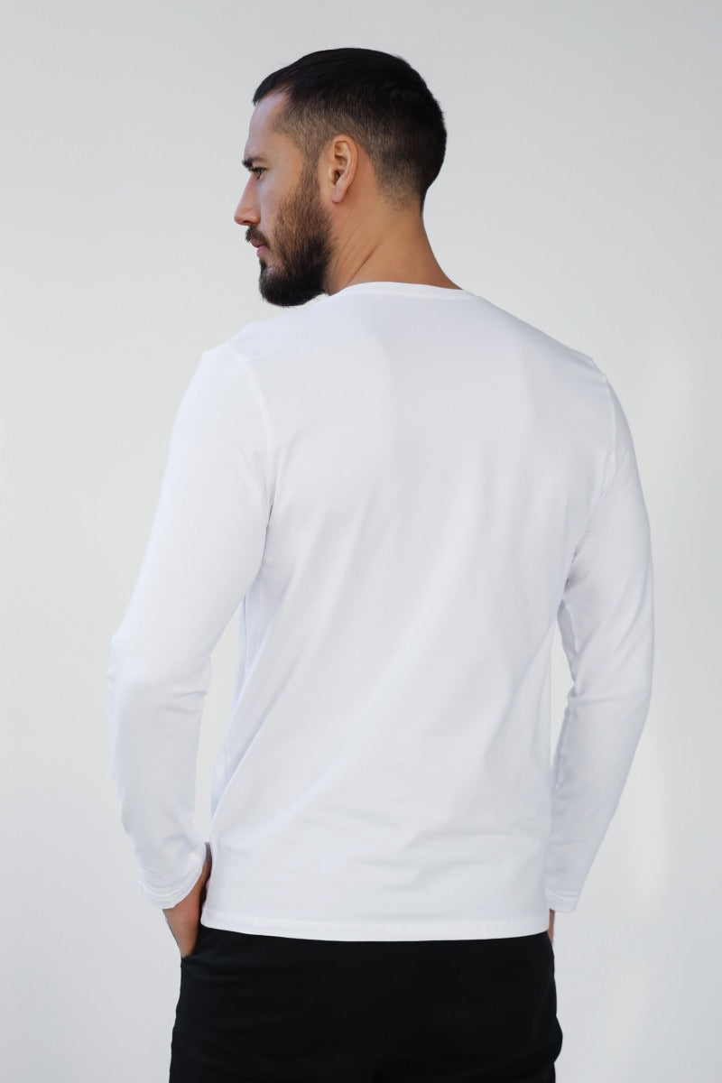 Мужской лонгслив из хлопка 23117 white