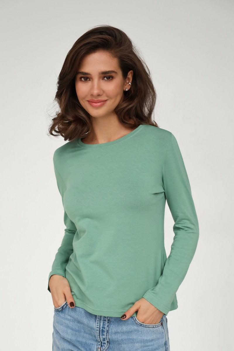 Хлопковый лонгслив 23129 green