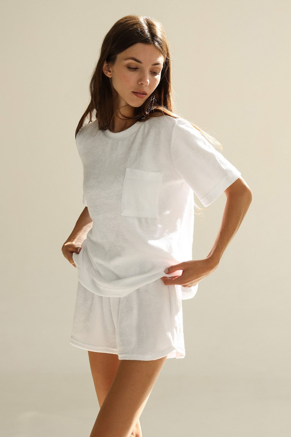 Махровый комплект для дома с шортами 23140 white