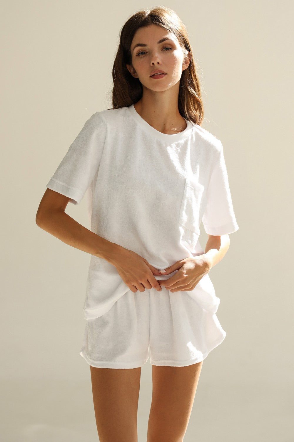 Махровый комплект для дома с шортами 23140 white