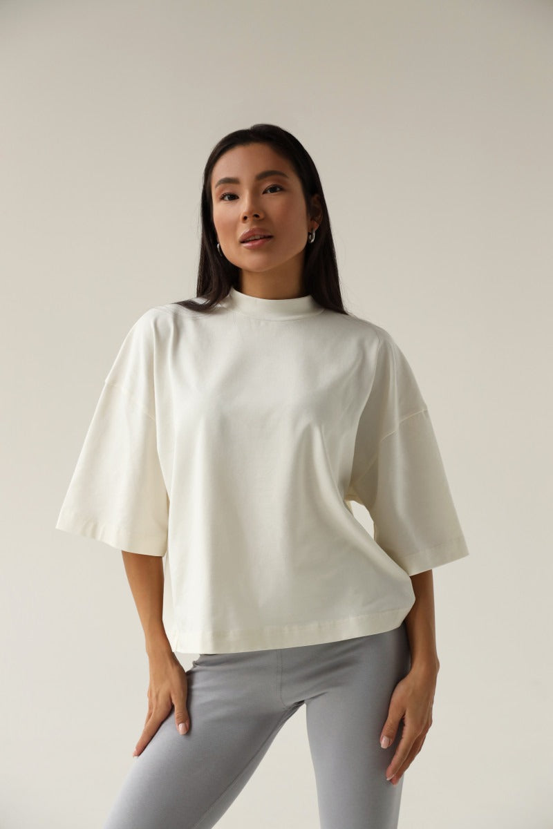 Футболка оверсайз из хлопка 23164 milk