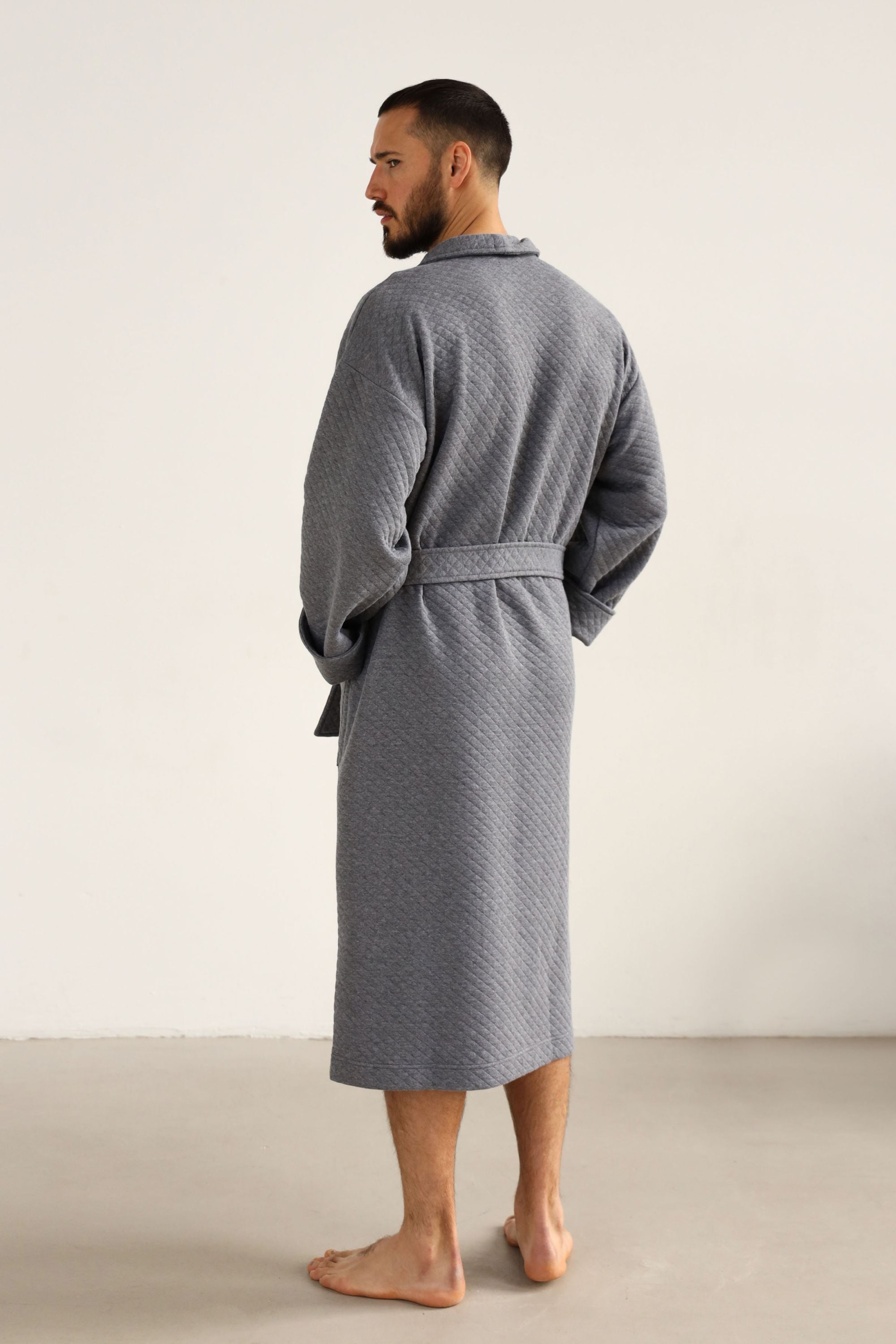 Длинный мужской халат из хлопка 23167 gray