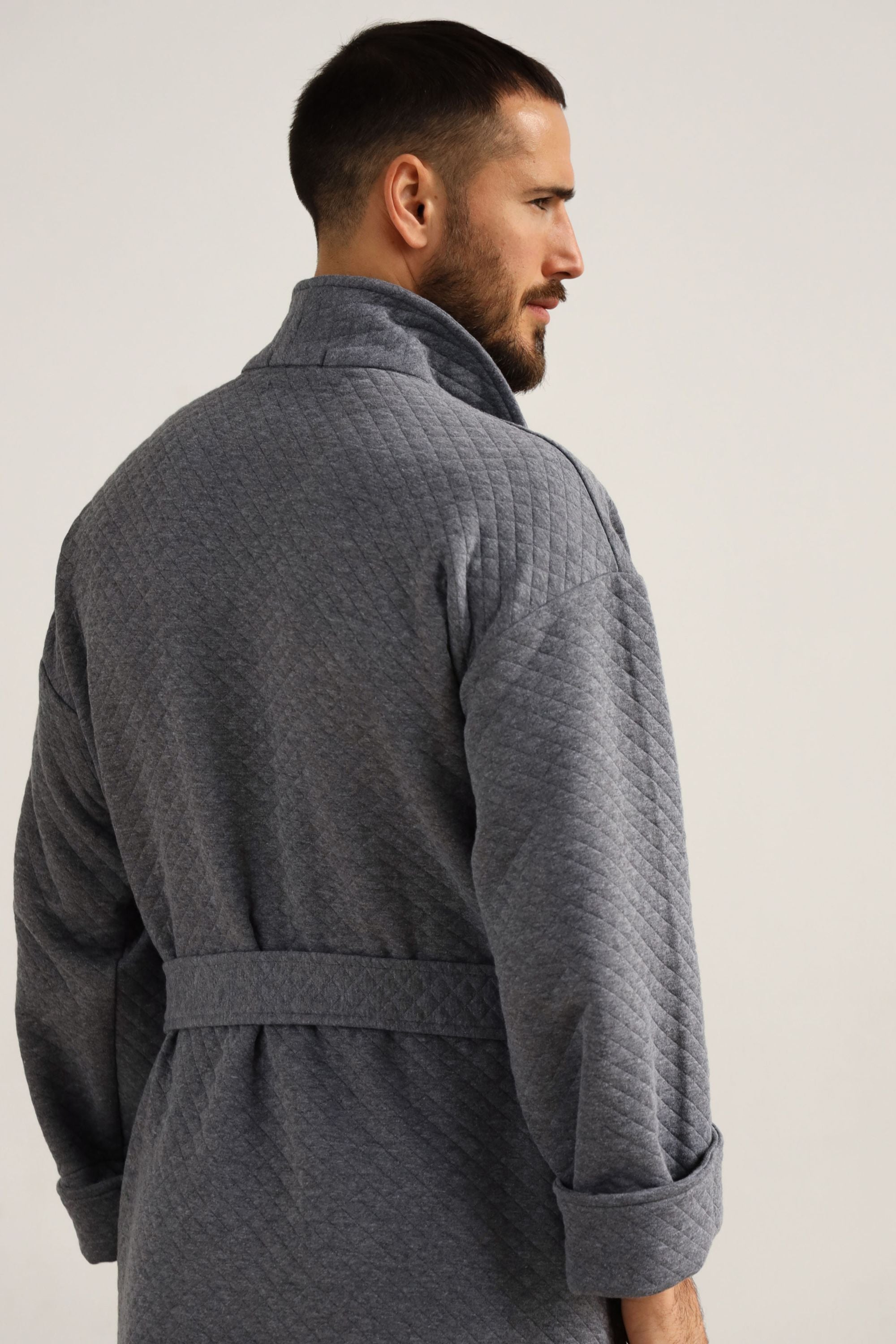 Длинный мужской халат из хлопка 23167 gray