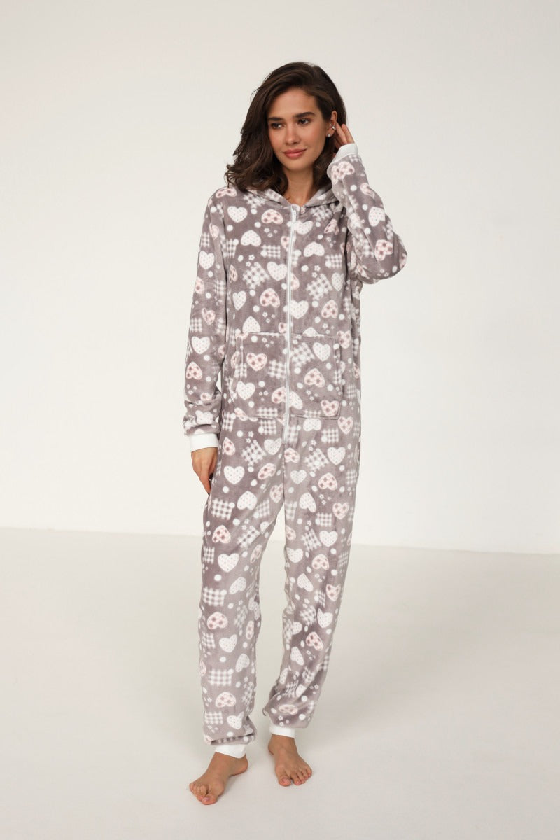 Домашний комбинезон на молнии 23170 beige