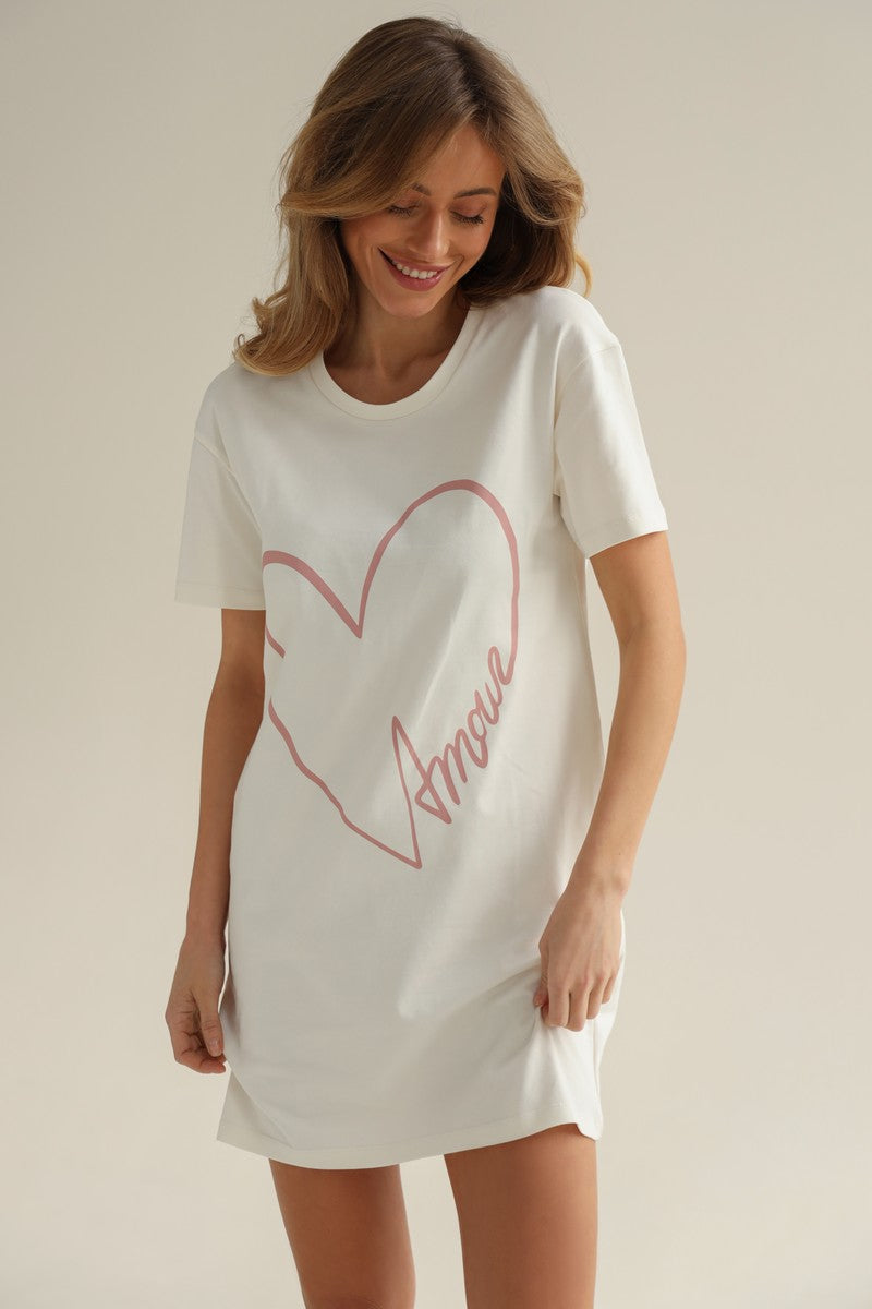 Хлопковая сорочка с принтом Amour 24022 rose