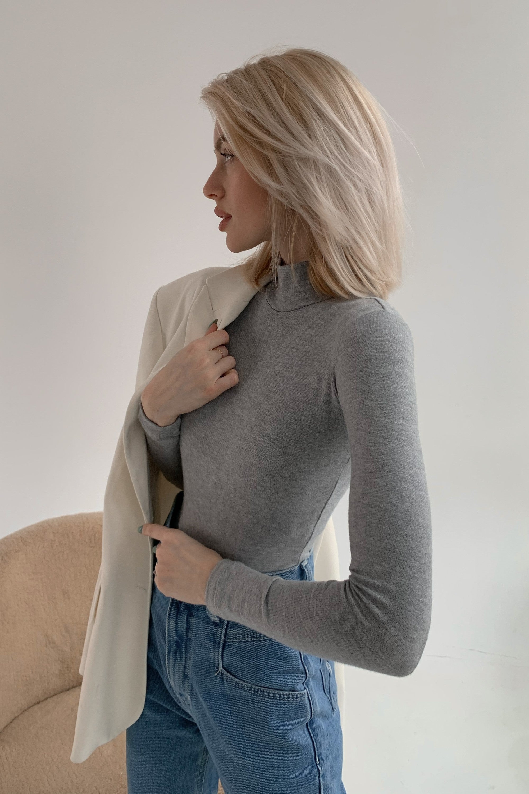 Трикотажный боди-гольф Emily GH20608/9 gray