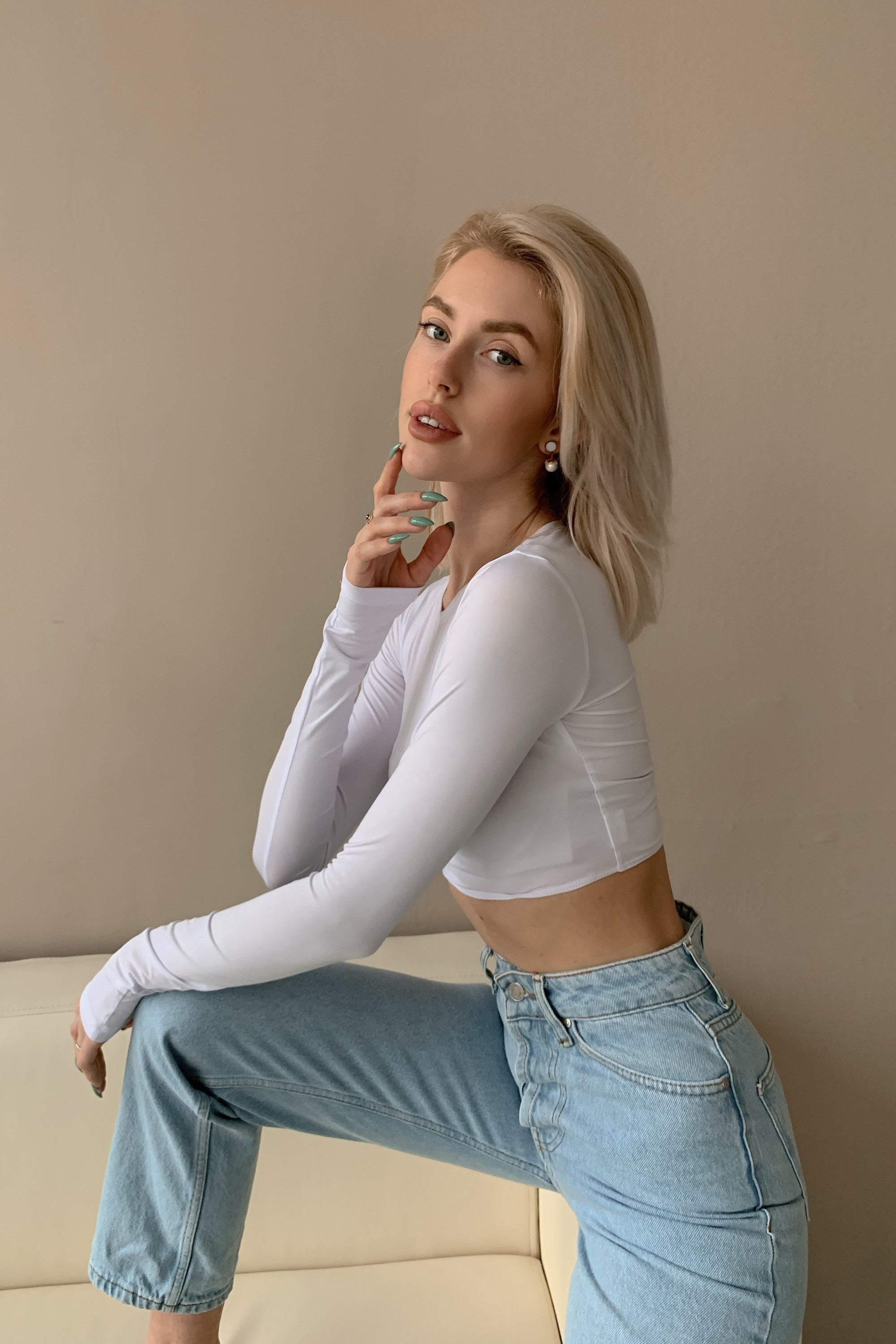 Кроп-топ из микронейлона Hope GH20613/3 white