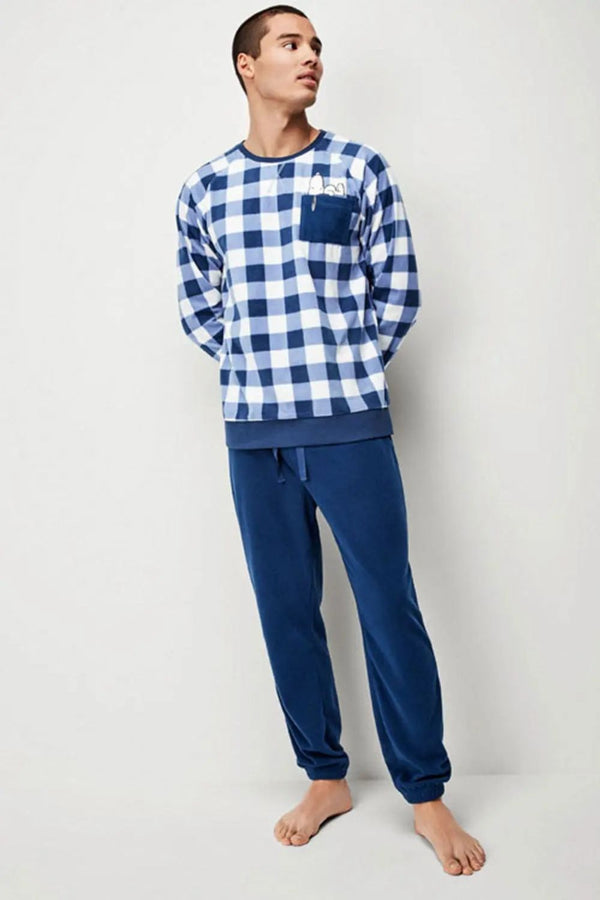 Мужская пижама из микрофлиса 220107S blue