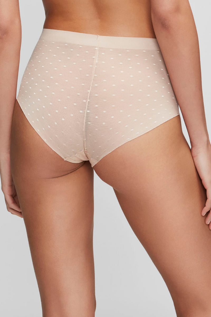 Высокие трусики слип из микросетки 456 beige