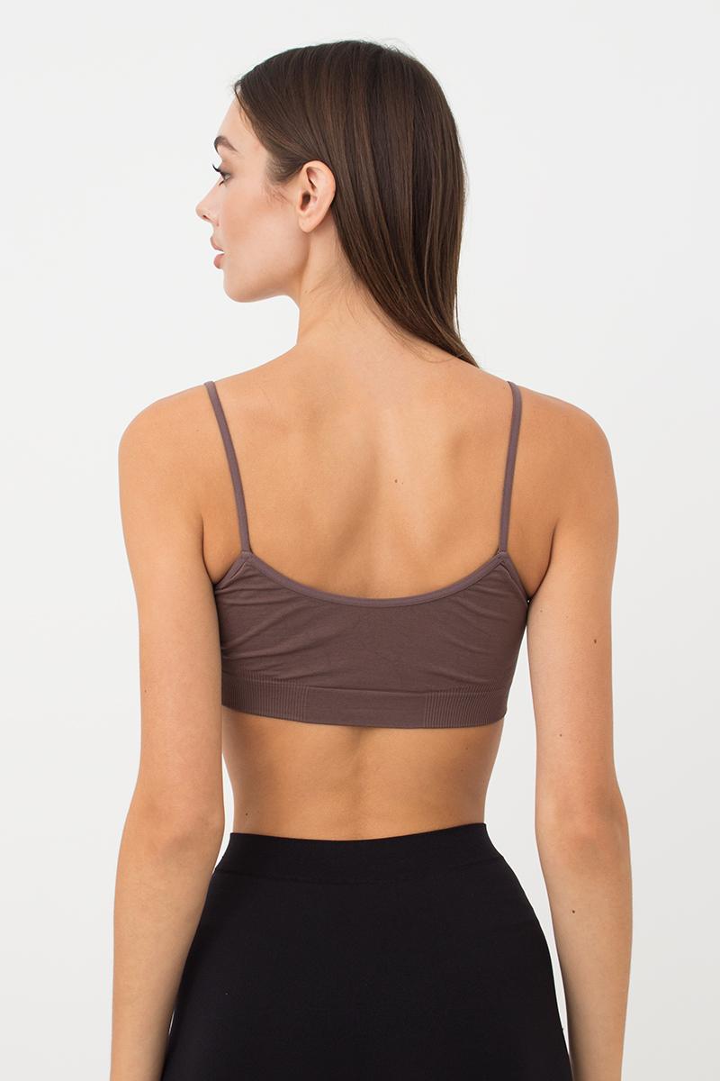 Бесшовный бра-топ на тонких бретелях 1009619 Cami Top deep taupe