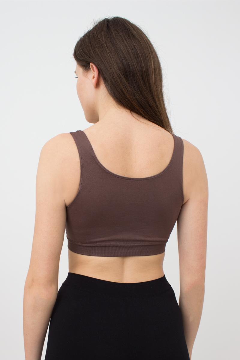 Бесшовный бра-топ на широких бретелях 1009647 Tank Top deep taupe