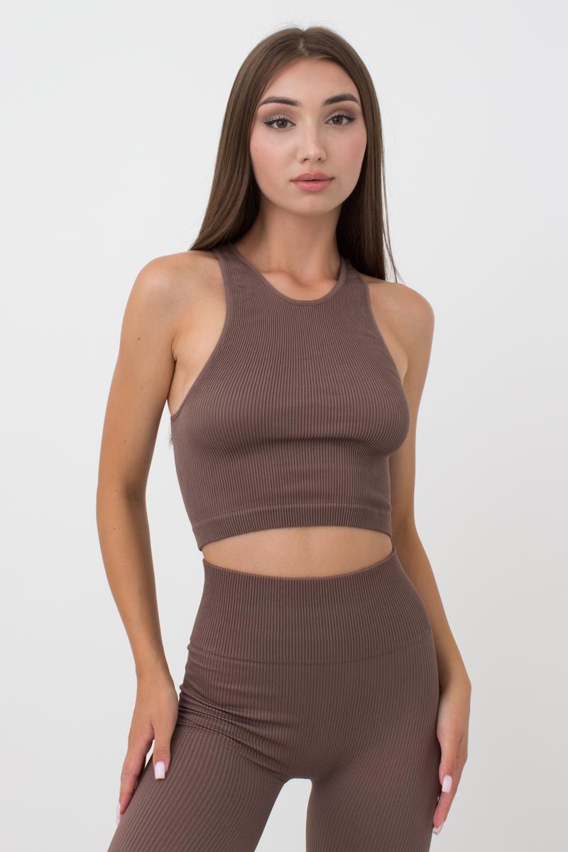 Безшовний топ у рубчик 1009915 Halter Top Rib deep taupe