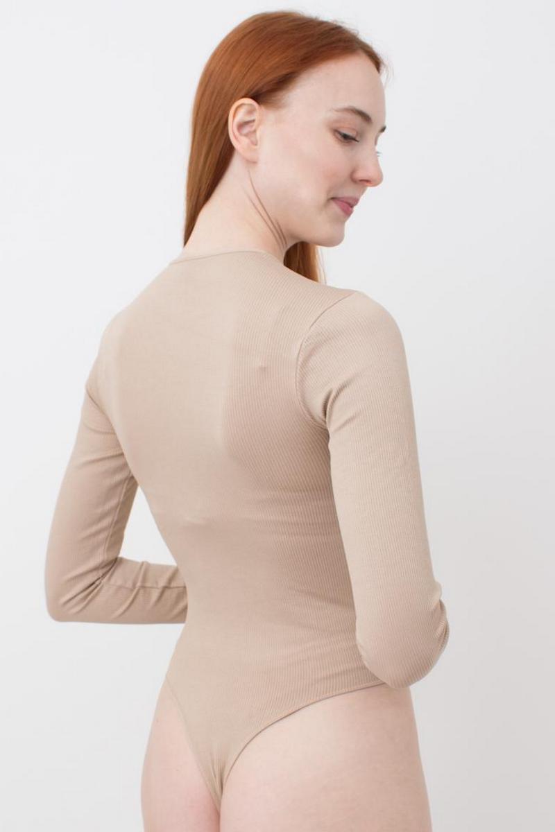 Боди-стринг в рубчик 1011155 Body Long Sleeve Rib naturale