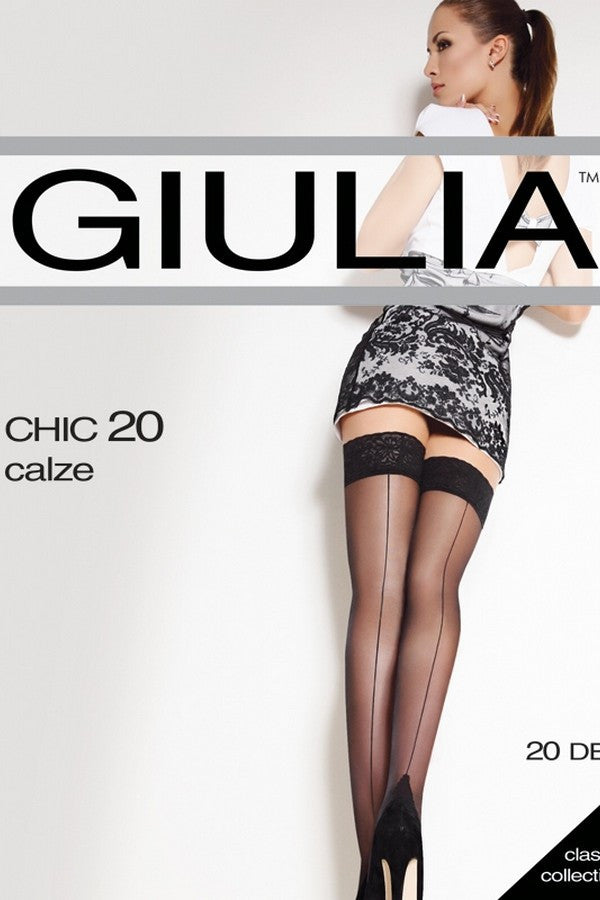 Кружевные чулки со швом-стрелкой Chic 20 den