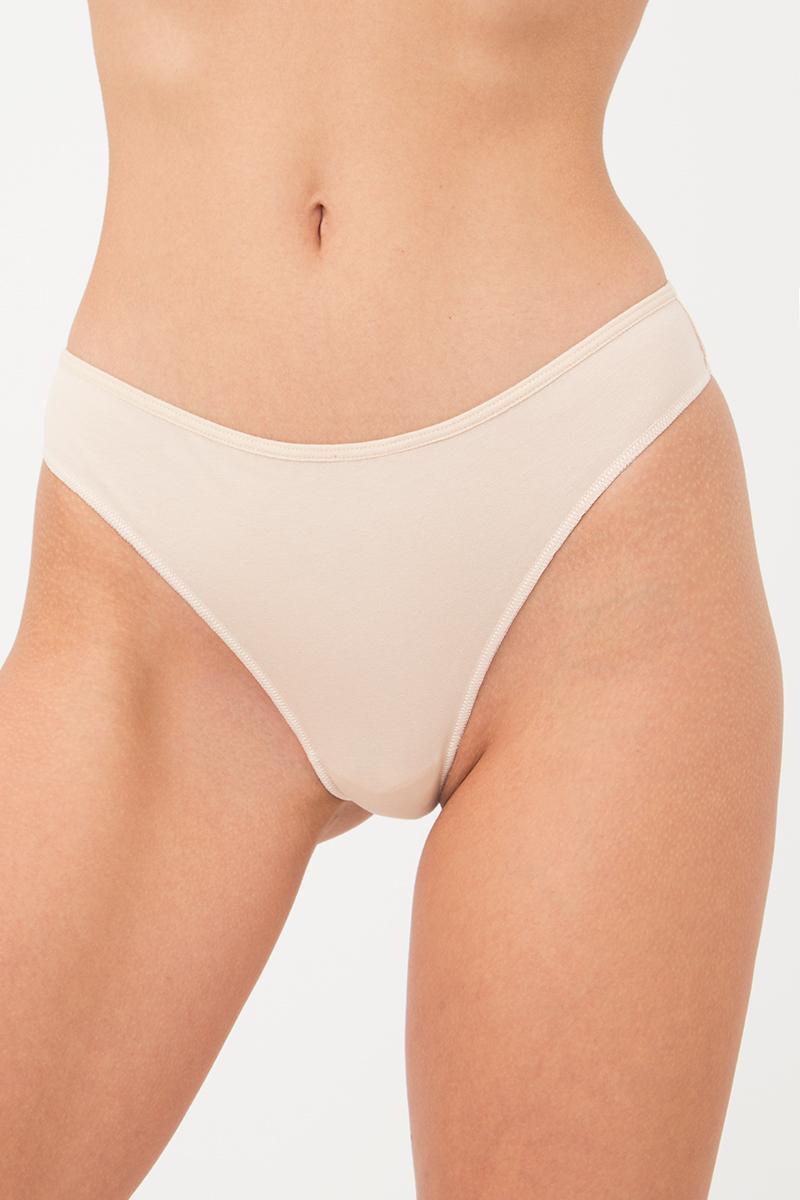 Хлопковые трусики стринг Leila UP-00000559 beige