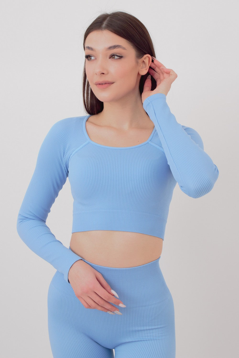 Топ с длинным рукавом Crop Top Rib lacecap hydrangea