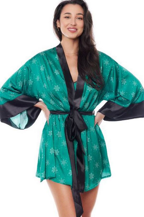 Халат-кимоно со снежинками Aster green