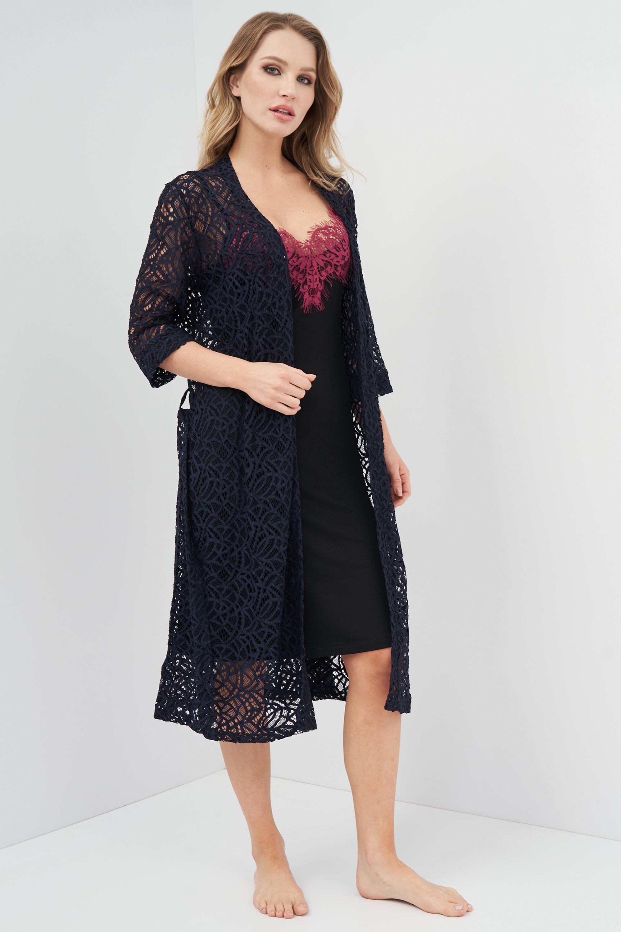 Кружевной пеньюар 03140 dark blue