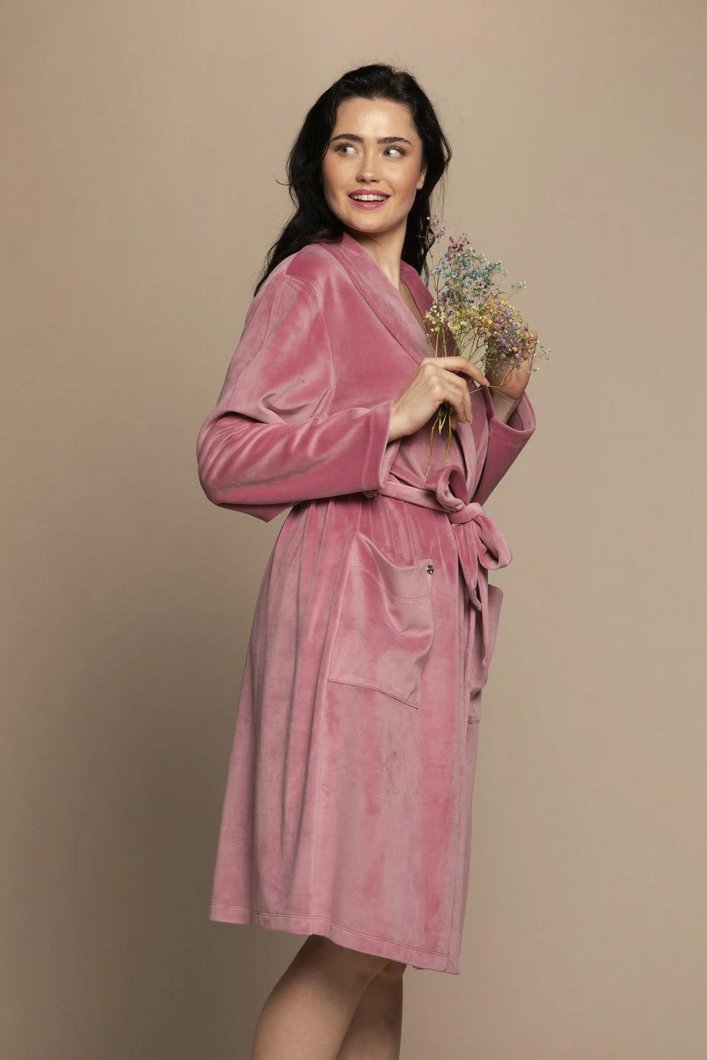 Велюровый халат 03204 rose
