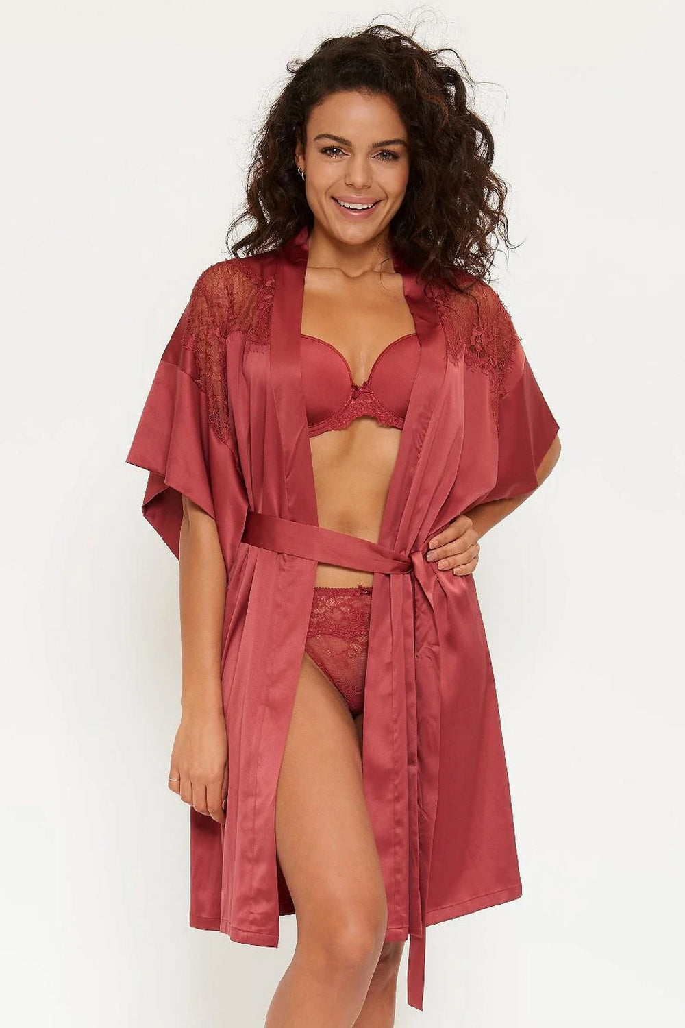 Атласный халат 4220КМ red