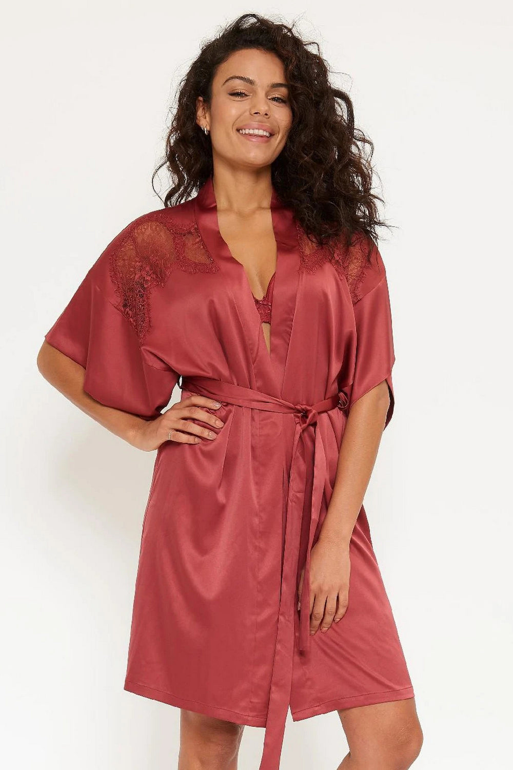 Атласный халат 4220КМ red