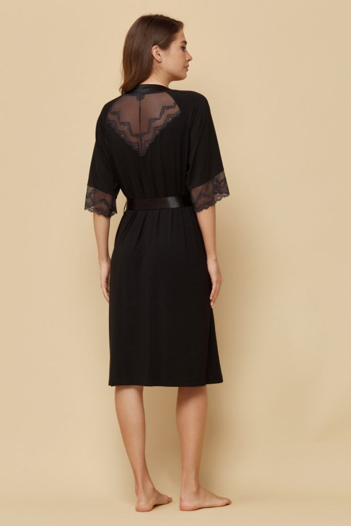 Халат с кружевной спинкой 802-6759 black