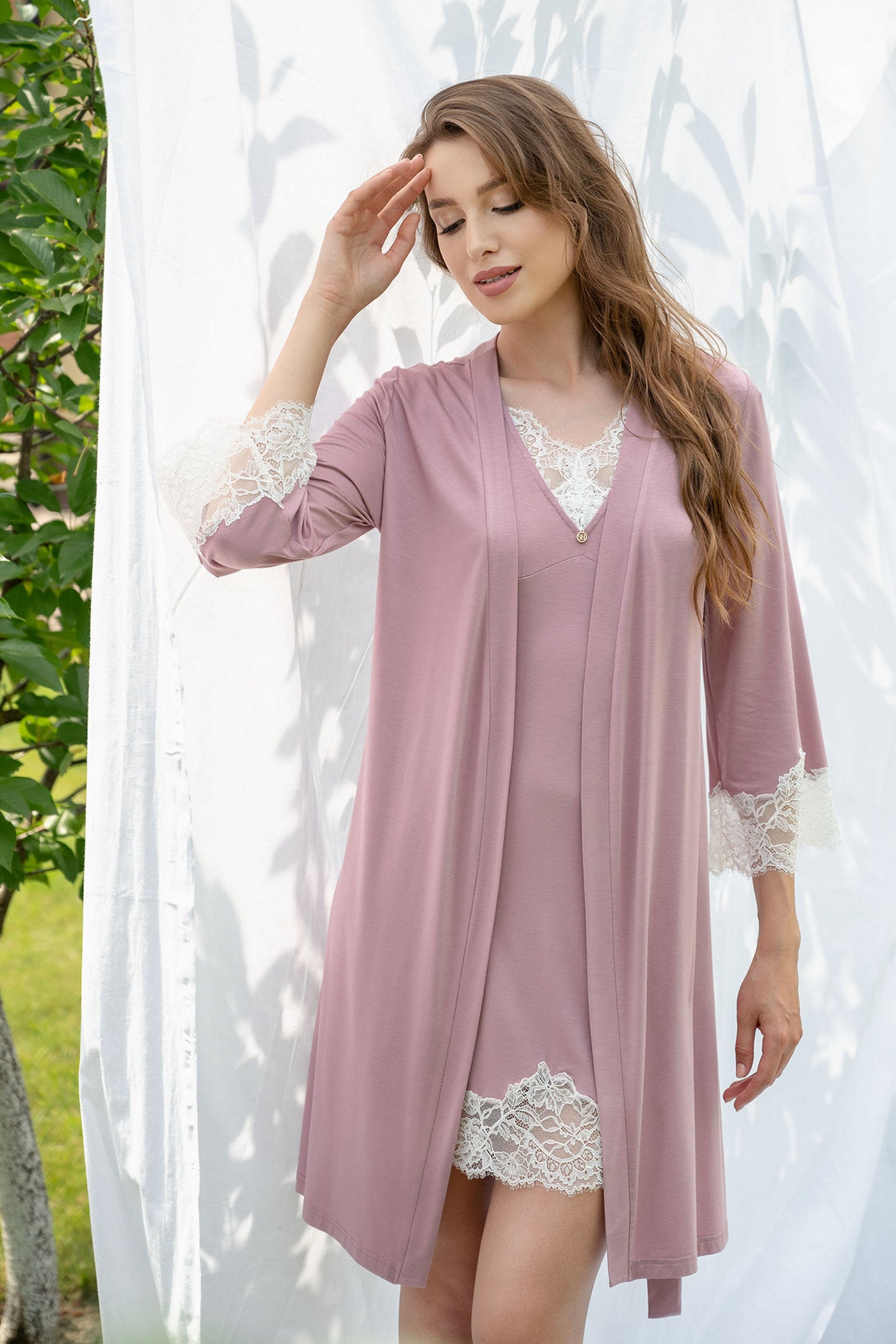 Халат из вискозы 2309/1 dark pink