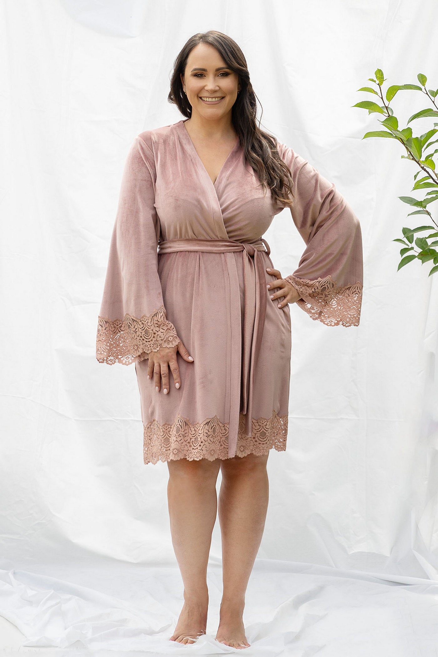 Велюровий халат 2326 dark powder