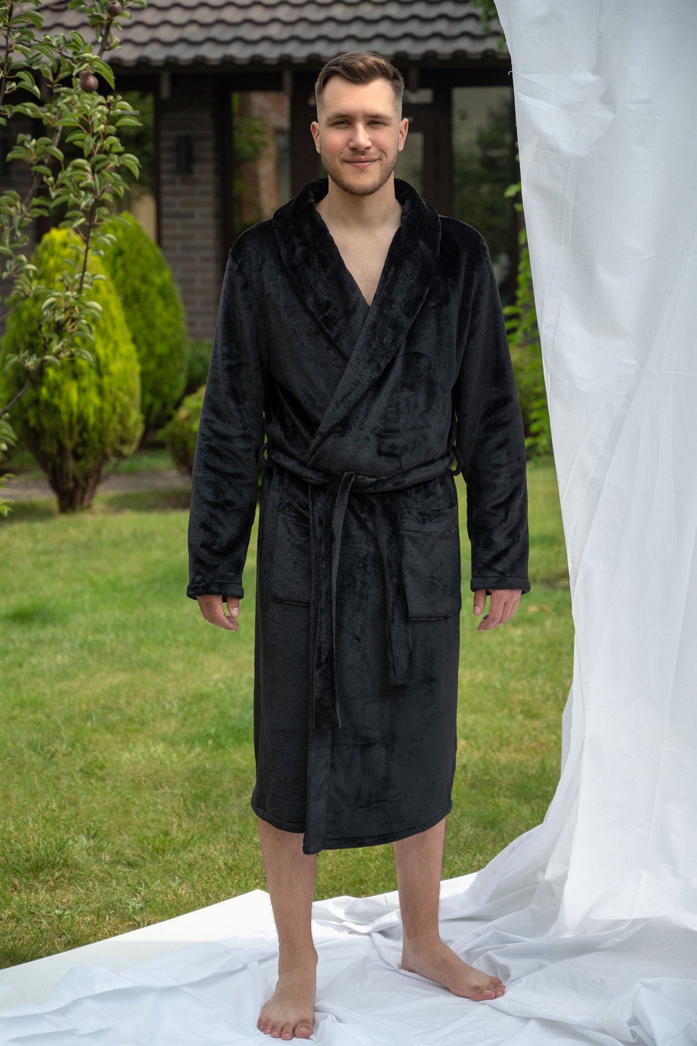 Мужской халат из велсофта 2331/1 black