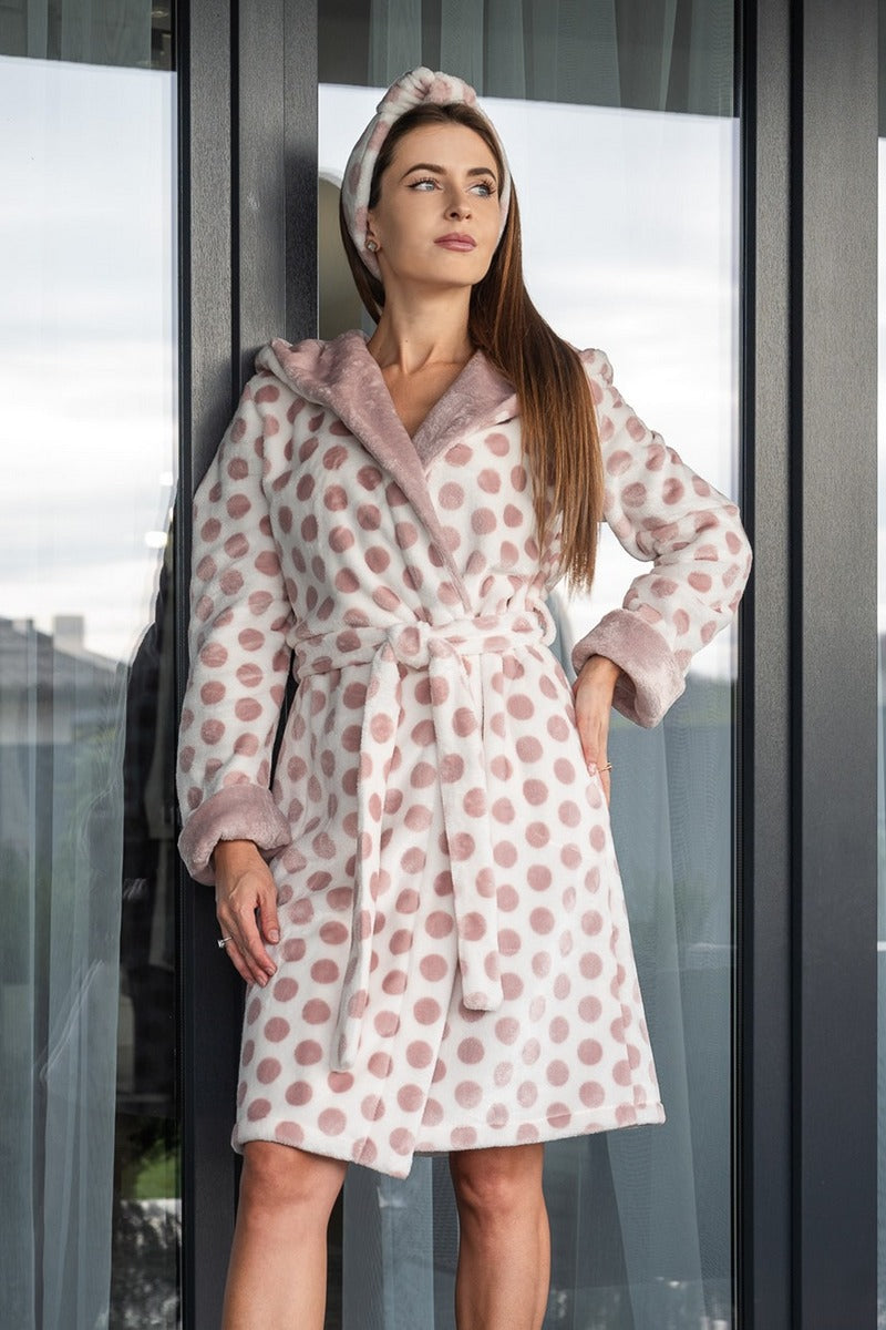 Флисовый халат в горошек 1406