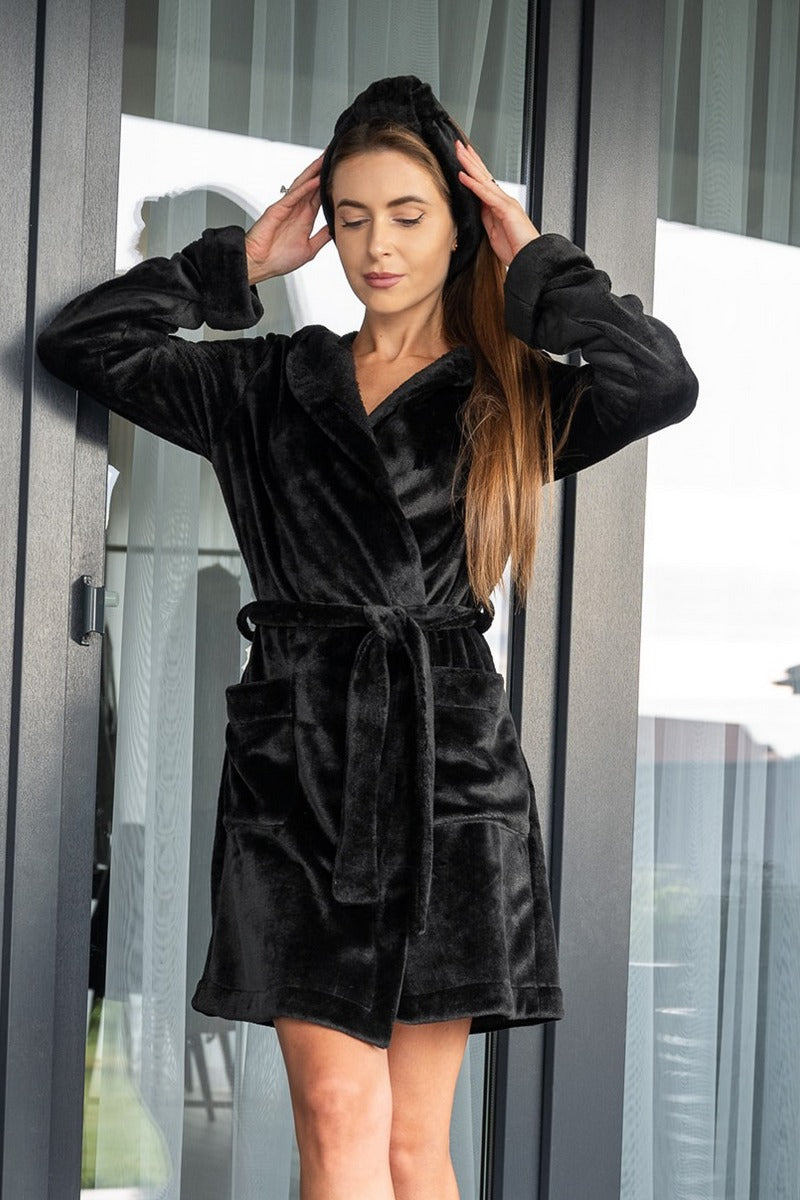 Плюшевый халат 1413 black