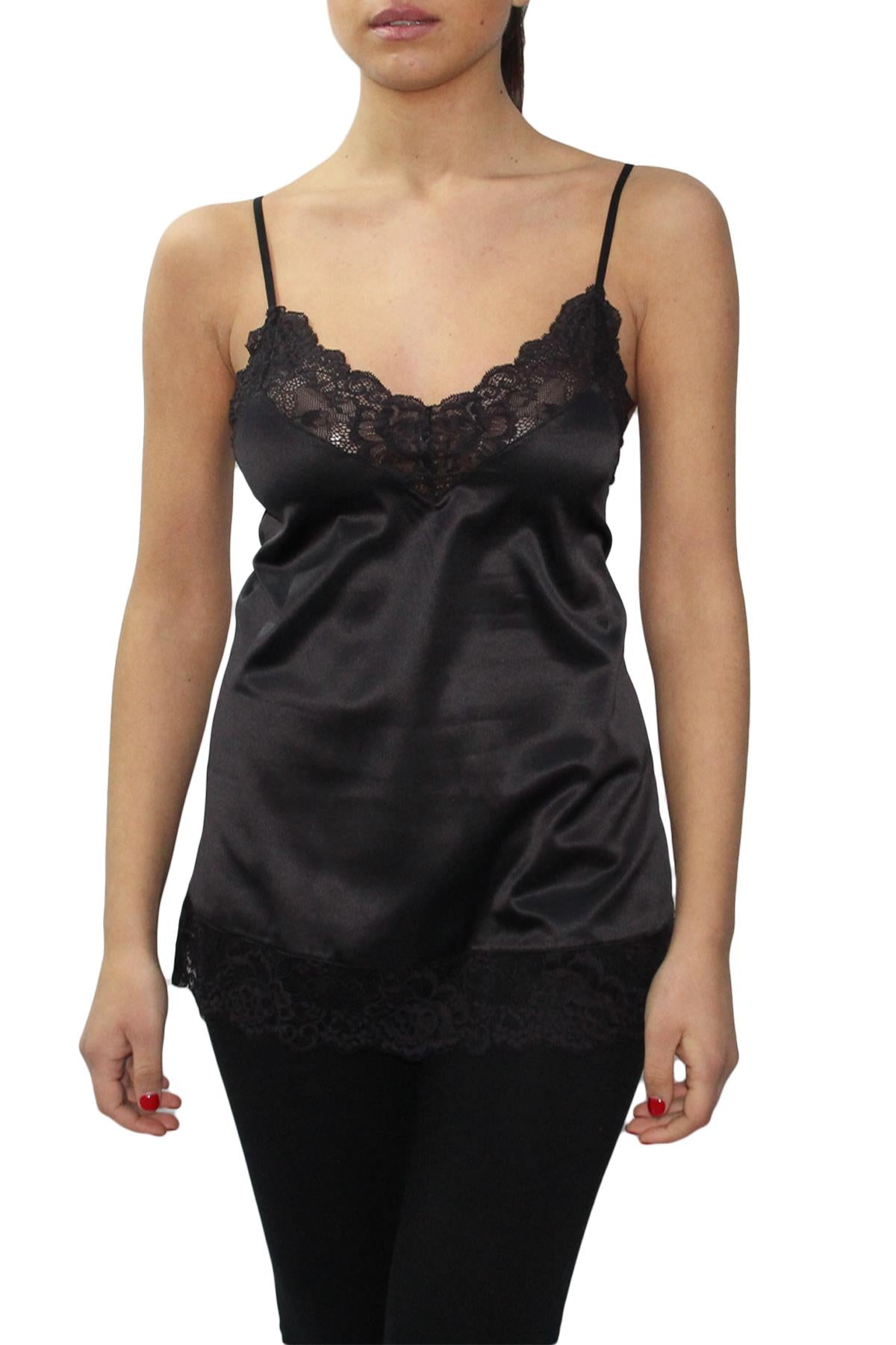 Атласний топ з мереживом 45255 Camiseta charm greta