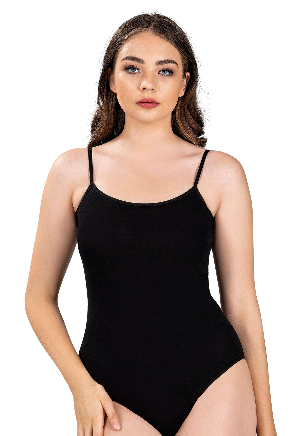 Хлопковое боди на тонких бретелях 502 black