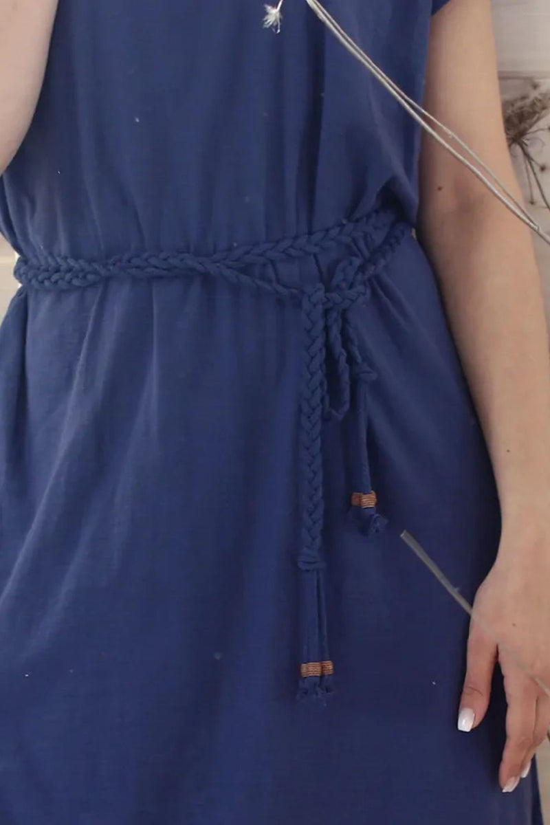 Хлопковое платье с поясом LHD 131 A21 blue