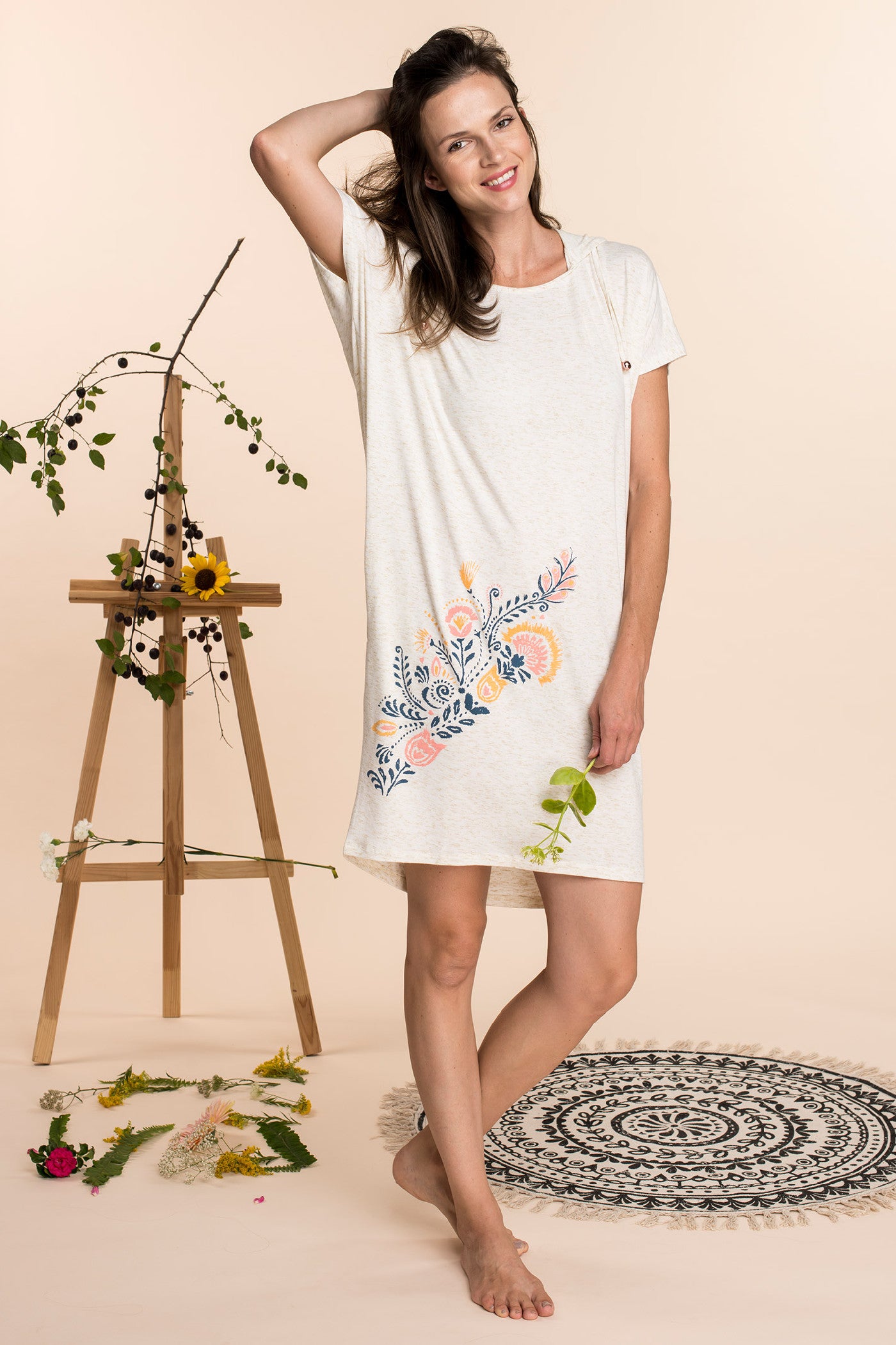 Платье из вискозы с капюшоном LHD 460 A20