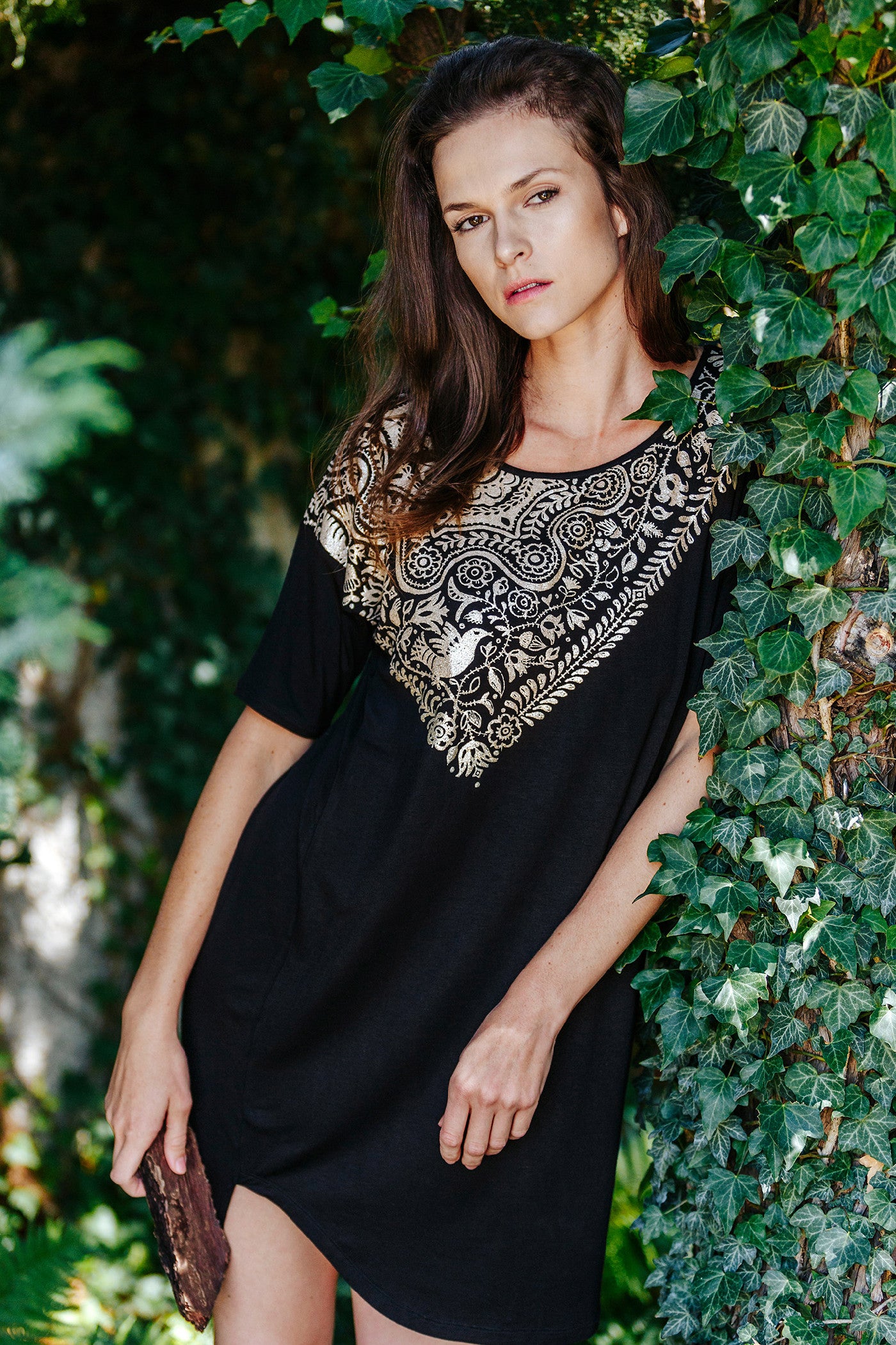 Платье из вискозы с золотым орнаментом LHD 930 A20