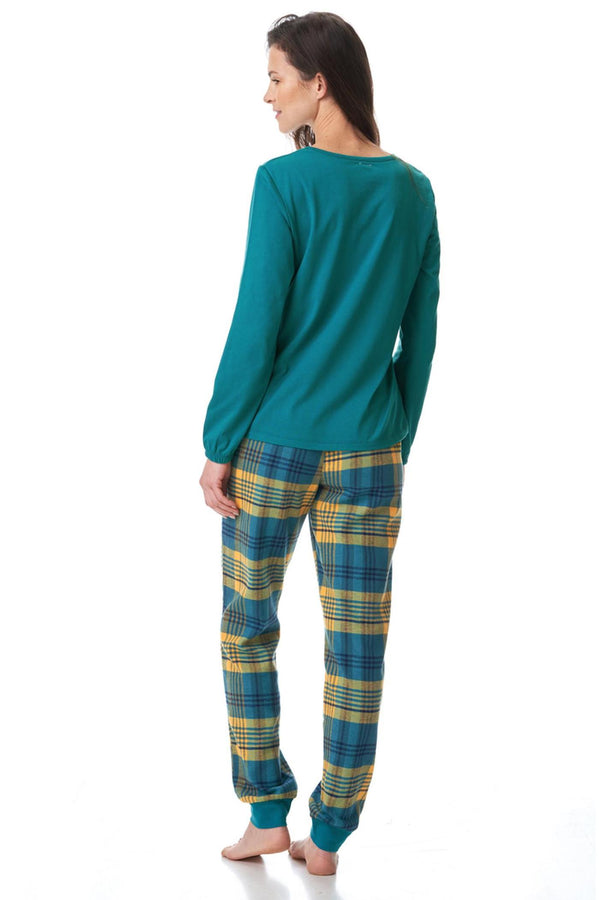 Фланелевая пижама с брюками в клетку LNS 408 B23 green