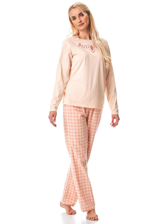 Фланелевая пижама с брюками в клетку LNS 447 B23 rose