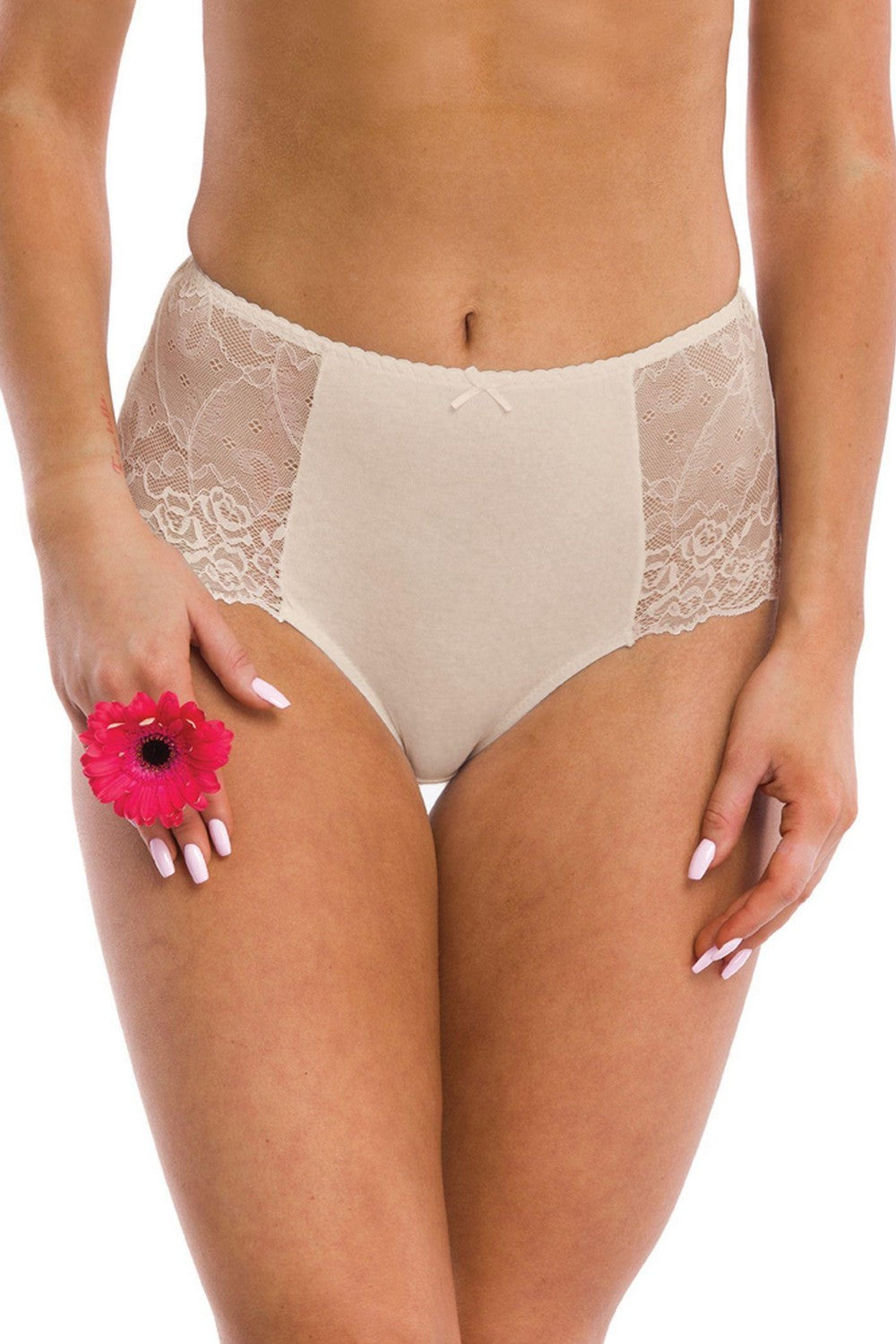 Высокие трусики слип из хлопка LPF 280 beige (2 шт.)