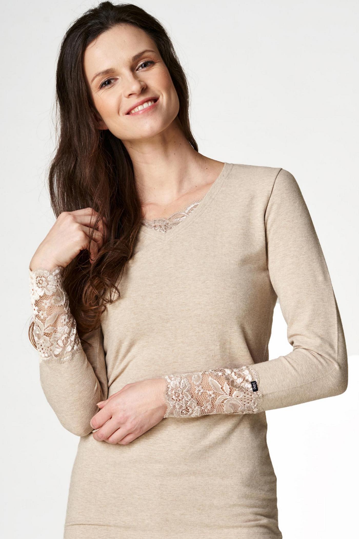 Термолонгслив с кружевом LVD 729 4 Hot Touch beige