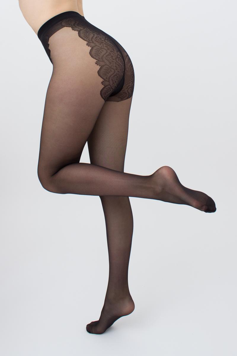 Классические полуматовые колготки с кружевными трусиками Bikini 20 den