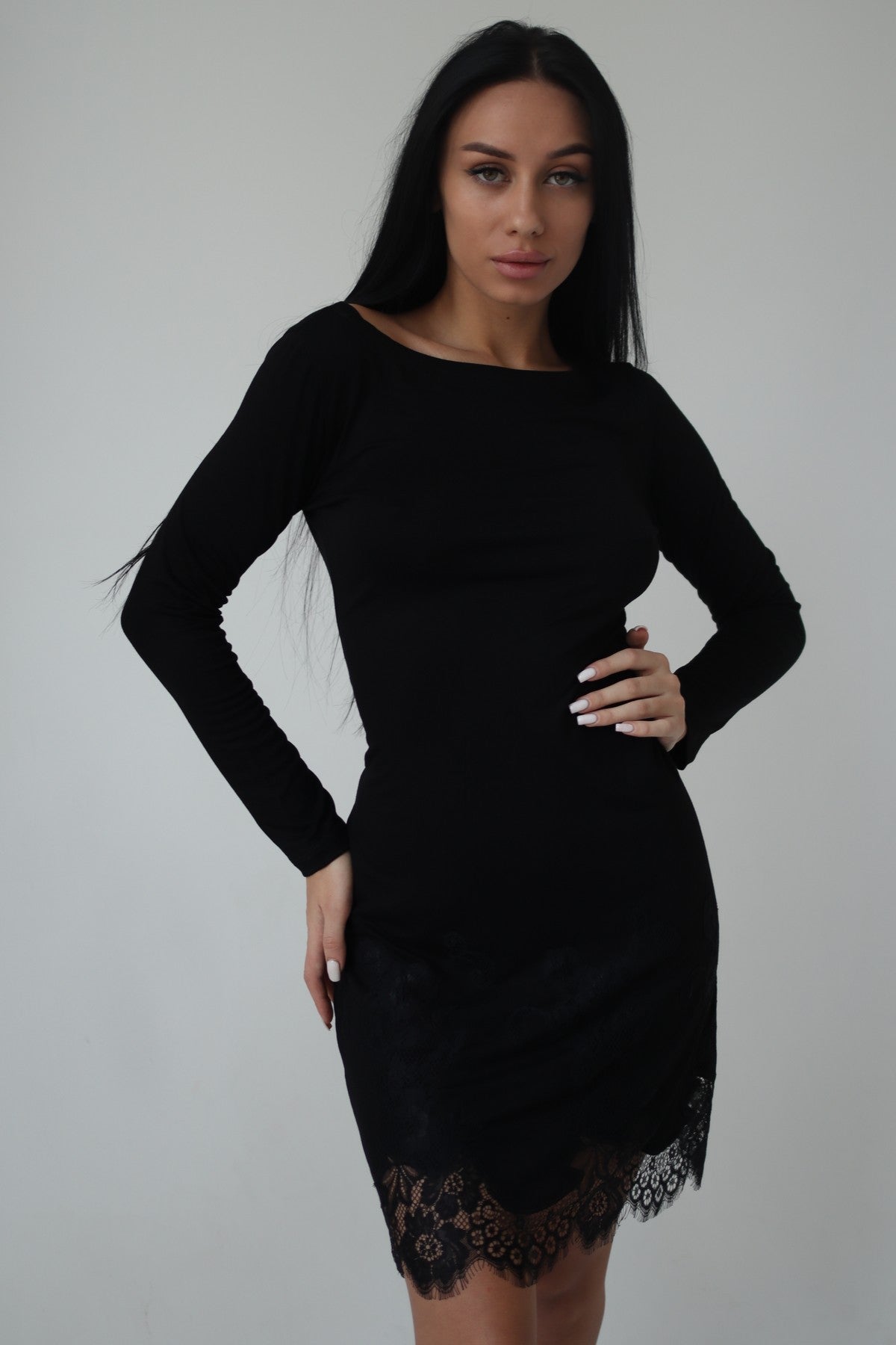 Домашнее платье с кружевом Miranda 1373 black